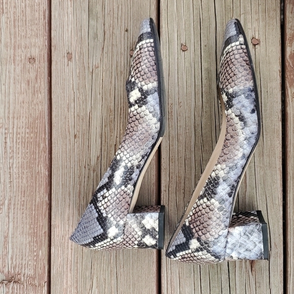 Aquatalia Pasha Pump Snakeskin print Block Heels shoes leather sandals 8 - Picture 5 of 15